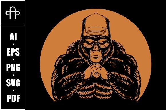 Cool Gorilla Retro Vector Illustration
