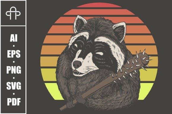 Raccoon Ready to Hit Sunset Retro