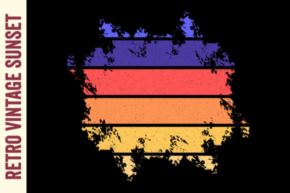 Retro Sunset Vintage Brush Striped Beach