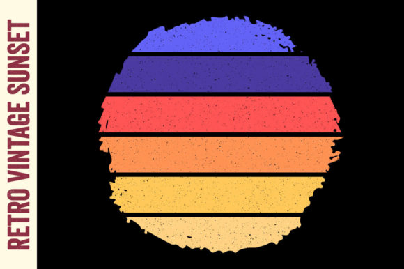 Retro Sunset Vintage Circle Brush Travel