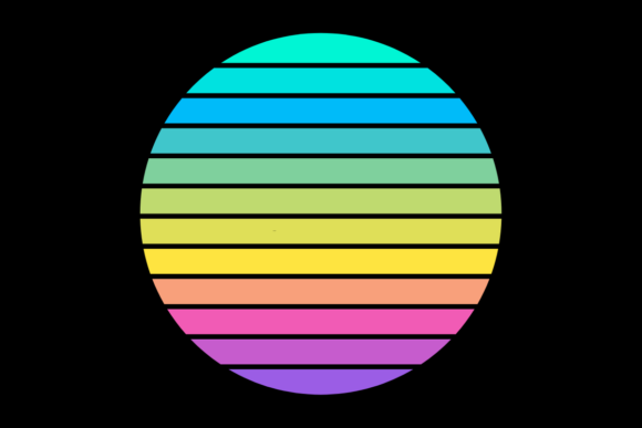 Retro Sunset Vintage Circle Design 04