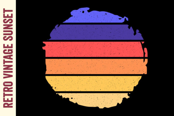 Retro Sunset Vintage Empty Circle