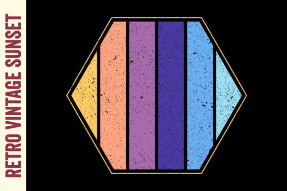 Retro Vintage Sunset Badge 80s, 70s