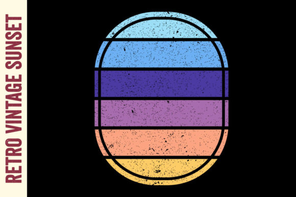 Retro Vintage Sunset Oval Striped