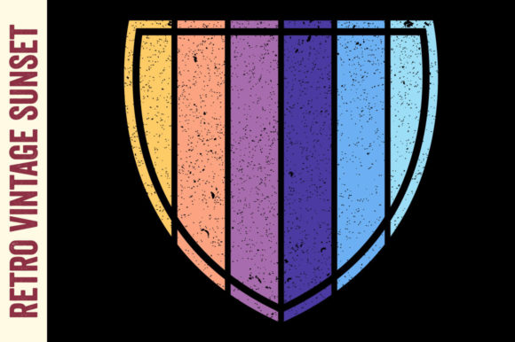 Retro Vintage Sunset Shield 80s, 90s