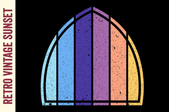 Retro Vintage Sunset Shield Illustration