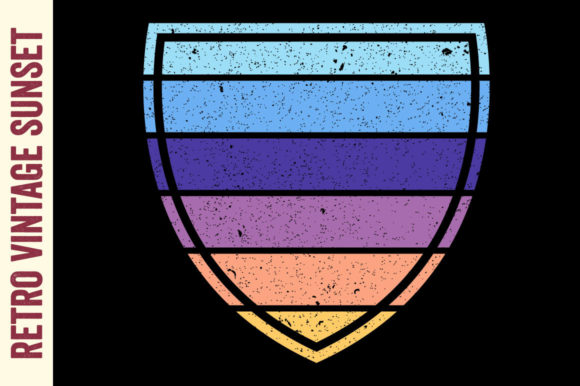 Retro Vintage Sunset Shield Striped