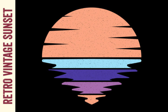 Retro Vintage Sunset Sun Wave
