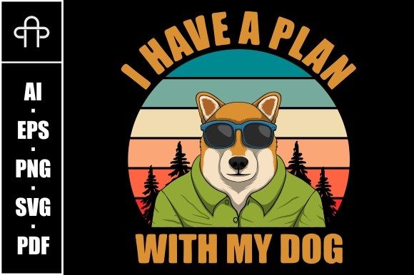 Shiba Inu Dog Retro Vector Illustration