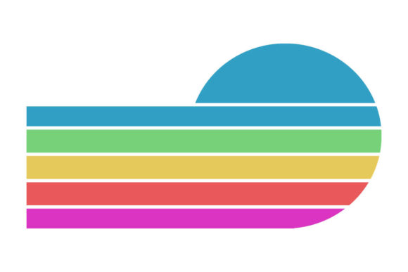 Spring Stripes Circle Retro Sunset