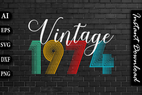 Vintage 1974 Retro Color Birthday Design