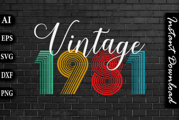 Vintage 1981 Retro Color Birthday Design