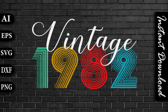Vintage 1982 Retro Color Birthday Design