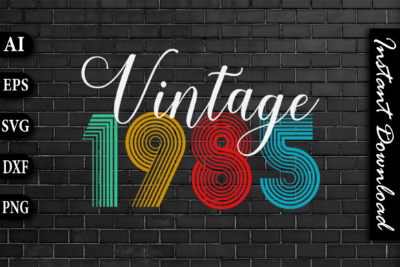 Vintage 1985 Retro Color Birthday Design