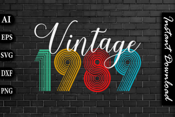 Vintage 1989 Retro Color Birthday Design