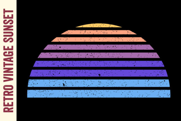 Vintage Retro Striped Sunset