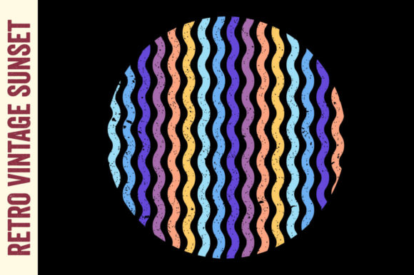 Vintage Retro Sunset Texture Circle